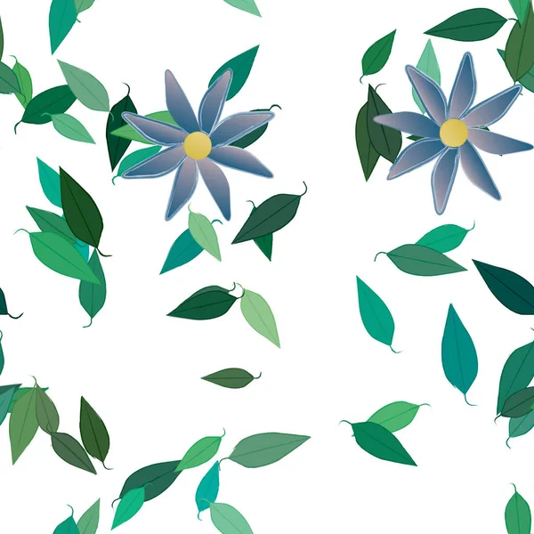 Flores Abstractas Con Hojas Patrón Sin Costura Ilustración Vectorial — Archivo Imágenes Vectoriales