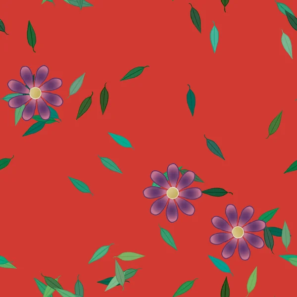 Fleurs Abstraites Avec Des Feuilles Motif Sans Couture Illustration Vectorielle — Image vectorielle