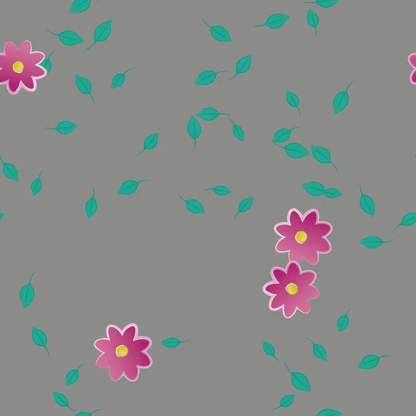 Flores Abstratas Com Folhas Sem Costura Padrão Ilustração Vetorial — Vetor de Stock