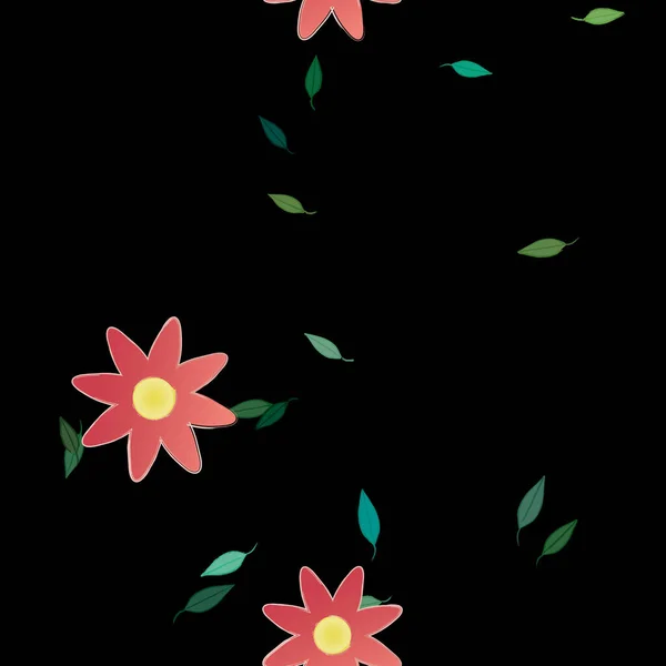 Colored Flowers Leaves Background — Stock Vector