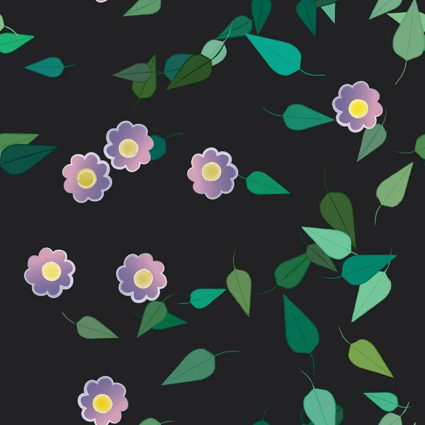 Fleurs Abstraites Avec Des Feuilles Motif Sans Couture Illustration Vectorielle — Image vectorielle