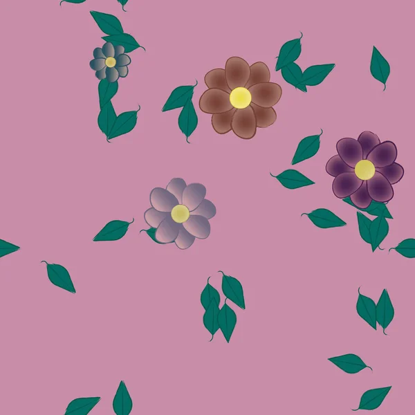 Flores Colores Hojas Fondo — Vector de stock