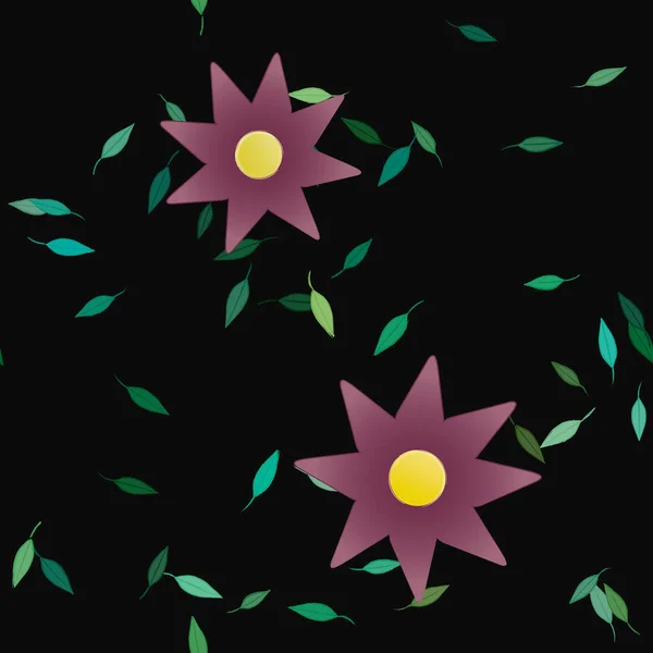 Fleurs Abstraites Avec Des Feuilles Motif Sans Couture Illustration Vectorielle — Image vectorielle