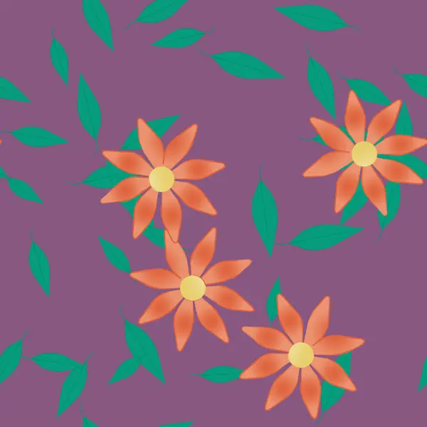 Fleurs Abstraites Avec Des Feuilles Motif Sans Couture Illustration Vectorielle — Image vectorielle