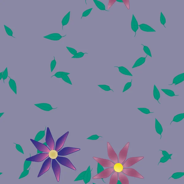 Composition Libre Avec Des Fleurs Des Feuilles Colorées Simples Pour — Image vectorielle