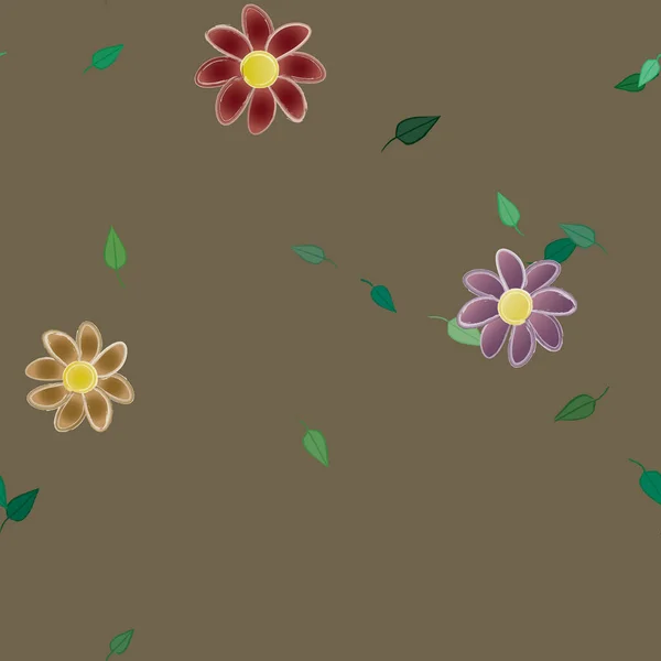 Fleurs Abstraites Avec Des Feuilles Motif Sans Couture Illustration Vectorielle — Image vectorielle