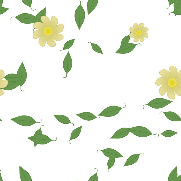 Abstrakta Blommor Med Blad Sömlös Mönster Vektor Illustration — Stock vektor