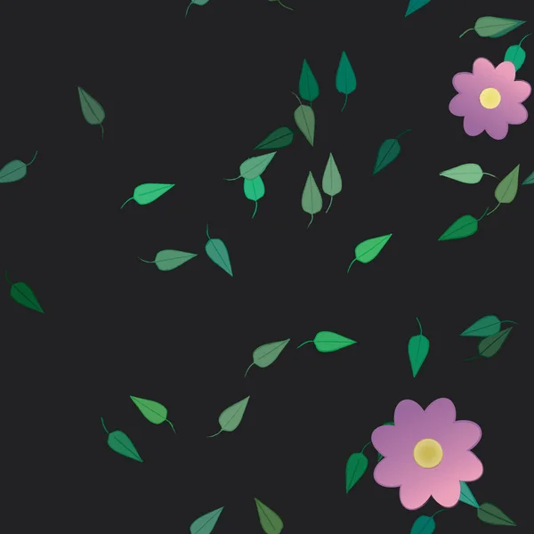 Vapaa Koostumus Yksinkertaisia Värikkäitä Kukkia Lehtiä Taustakuva Vektori Kuva — vektorikuva