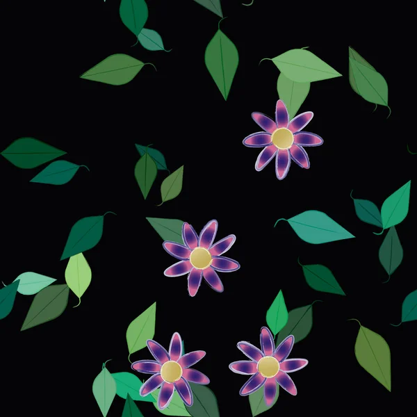 Fleurs Abstraites Avec Des Feuilles Motif Sans Couture Illustration Vectorielle — Image vectorielle