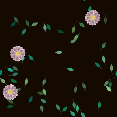 Yapraksız desenli soyut çiçekler, vektör illüstrasyonu