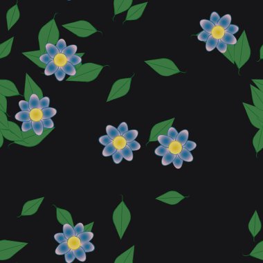 Yapraksız desenli soyut çiçekler, vektör illüstrasyonu