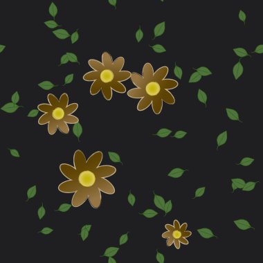 Yapraksız desenli soyut çiçekler, vektör illüstrasyonu