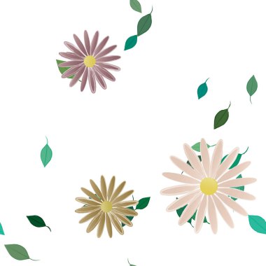 Yapraksız desenli soyut çiçekler, vektör illüstrasyonu