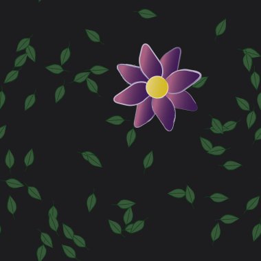 Yapraksız desenli soyut çiçekler, vektör illüstrasyonu