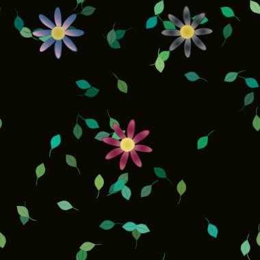 Yapraksız desenli soyut çiçekler, vektör illüstrasyonu