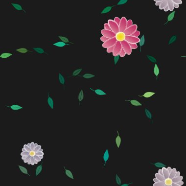 Yapraksız desenli soyut çiçekler, vektör illüstrasyonu