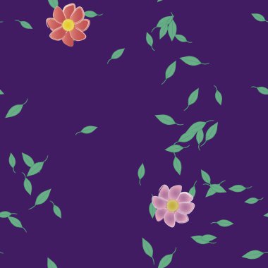 Yapraksız desenli soyut çiçekler, vektör illüstrasyonu