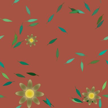 Yapraksız desenli soyut çiçekler, vektör illüstrasyonu