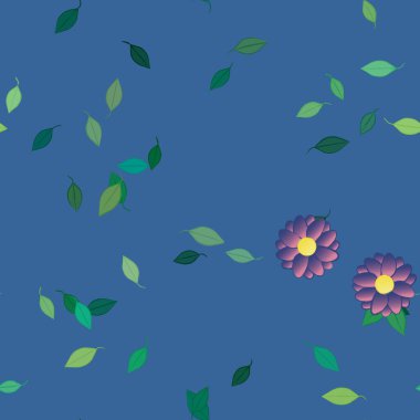 Yapraksız desenli soyut çiçekler, vektör illüstrasyonu