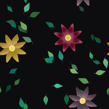 Yapraksız desenli soyut çiçekler, vektör illüstrasyonu