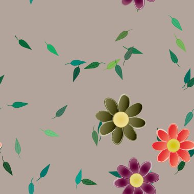 Yapraksız desenli soyut çiçekler, vektör illüstrasyonu