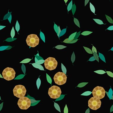 Yapraksız desenli soyut çiçekler, vektör illüstrasyonu