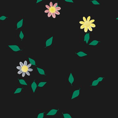 Yapraksız desenli soyut çiçekler, vektör illüstrasyonu