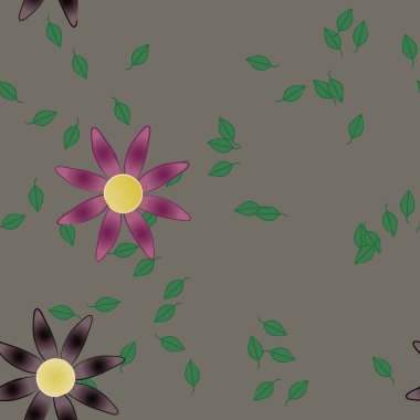 Yapraksız desenli soyut çiçekler, vektör illüstrasyonu