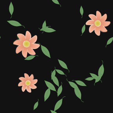 Yapraksız desenli soyut çiçekler, vektör illüstrasyonu