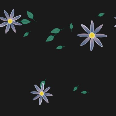 Yapraksız desenli soyut çiçekler, vektör illüstrasyonu