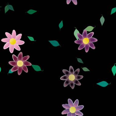 Yapraksız desenli soyut çiçekler, vektör illüstrasyonu