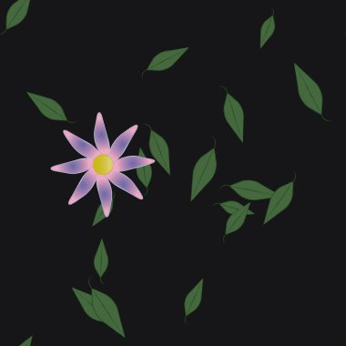 Yapraksız desenli soyut çiçekler, vektör illüstrasyonu