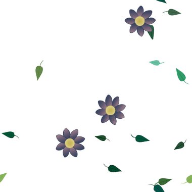 Yapraksız desenli soyut çiçekler, vektör illüstrasyonu