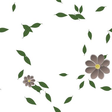 Yapraksız desenli soyut çiçekler, vektör illüstrasyonu