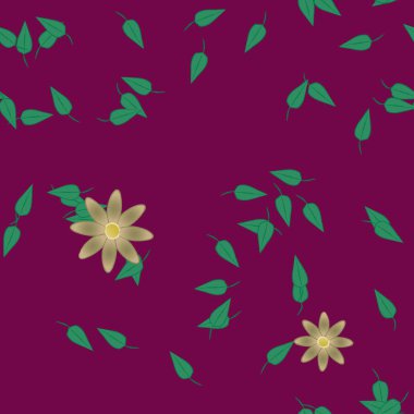 Yapraksız desenli soyut çiçekler, vektör illüstrasyonu