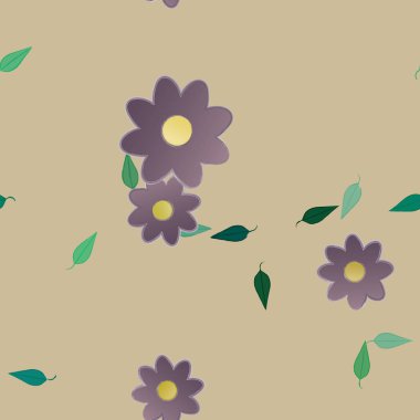 Yapraksız desenli soyut çiçekler, vektör illüstrasyonu