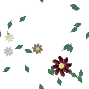 Yapraksız desenli soyut çiçekler, vektör illüstrasyonu