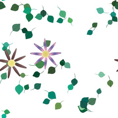 Yapraksız desenli soyut çiçekler, vektör illüstrasyonu