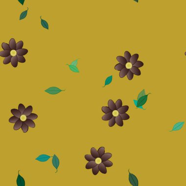 Yapraksız desenli soyut çiçekler, vektör illüstrasyonu