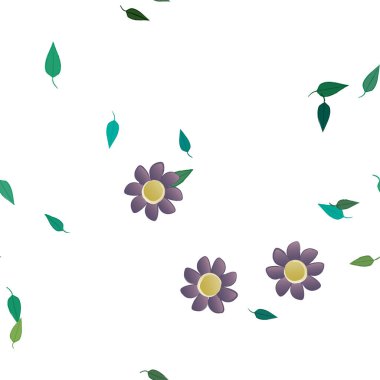 Yapraksız desenli soyut çiçekler, vektör illüstrasyonu