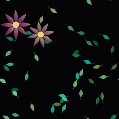 Yapraksız desenli soyut çiçekler, vektör illüstrasyonu