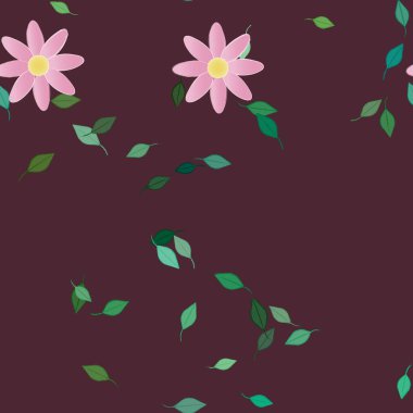 Yapraksız desenli soyut çiçekler, vektör illüstrasyonu