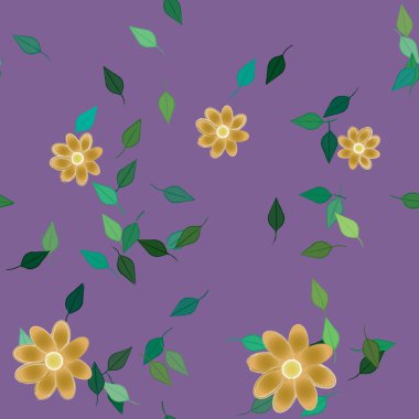 Yapraksız desenli soyut çiçekler, vektör illüstrasyonu