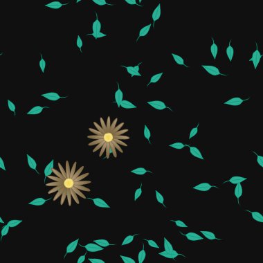 Yapraksız desenli soyut çiçekler, vektör illüstrasyonu