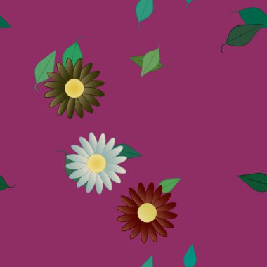 Yapraksız desenli soyut çiçekler, vektör illüstrasyonu