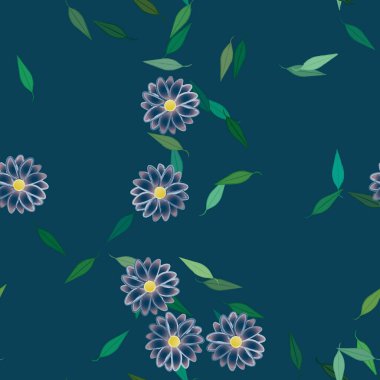 Yapraksız desenli soyut çiçekler, vektör illüstrasyonu