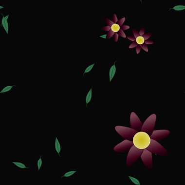 Yapraksız desenli soyut çiçekler, vektör illüstrasyonu