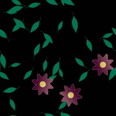 Yapraksız desenli soyut çiçekler, vektör illüstrasyonu