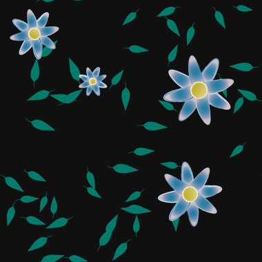 Yapraksız desenli soyut çiçekler, vektör illüstrasyonu