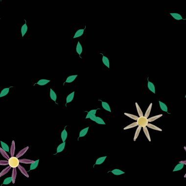 Yapraksız desenli soyut çiçekler, vektör illüstrasyonu